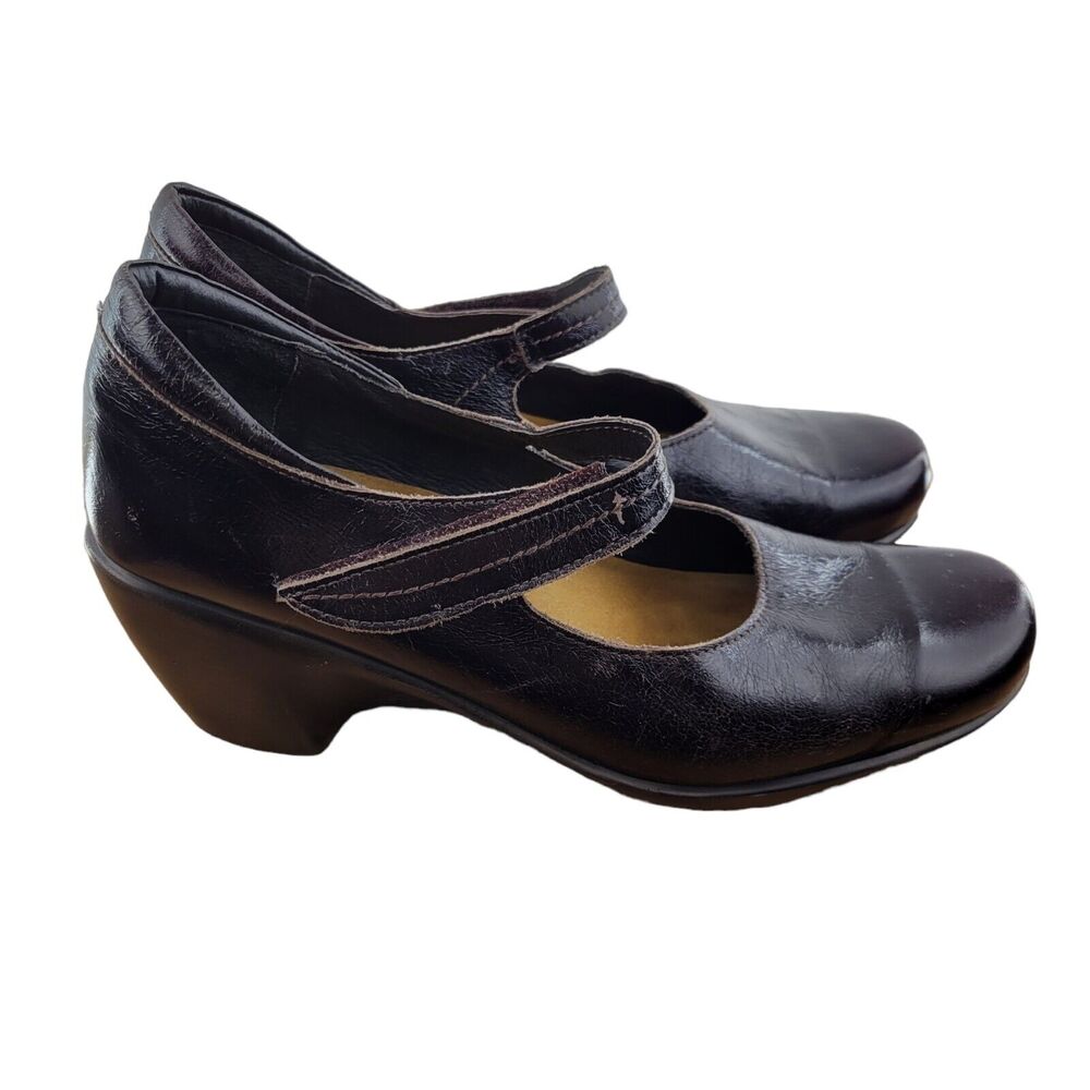 Naot "Perfect" Brown Patent Leather Mary Jane Shoes Size 41 10-10.5 Heel
